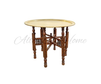 Антикварный столик в мавританском стиле с латунной столешницей 1870-х гг.